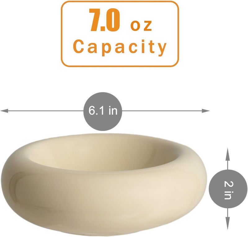 KTLECL 6.1 Inch Cat Bowls, 7 oz Ceramic Cat Food Bowl, Whisker Fatigue Relief Cat Bowl, Anti-Vomiting, Protect Spine, Perfect for Indoor Cats(2pc Yellow) - Image 2